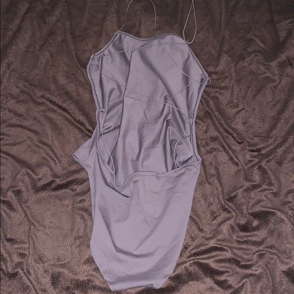 Grey Open Back Bodysuit - Picture 3 of 4